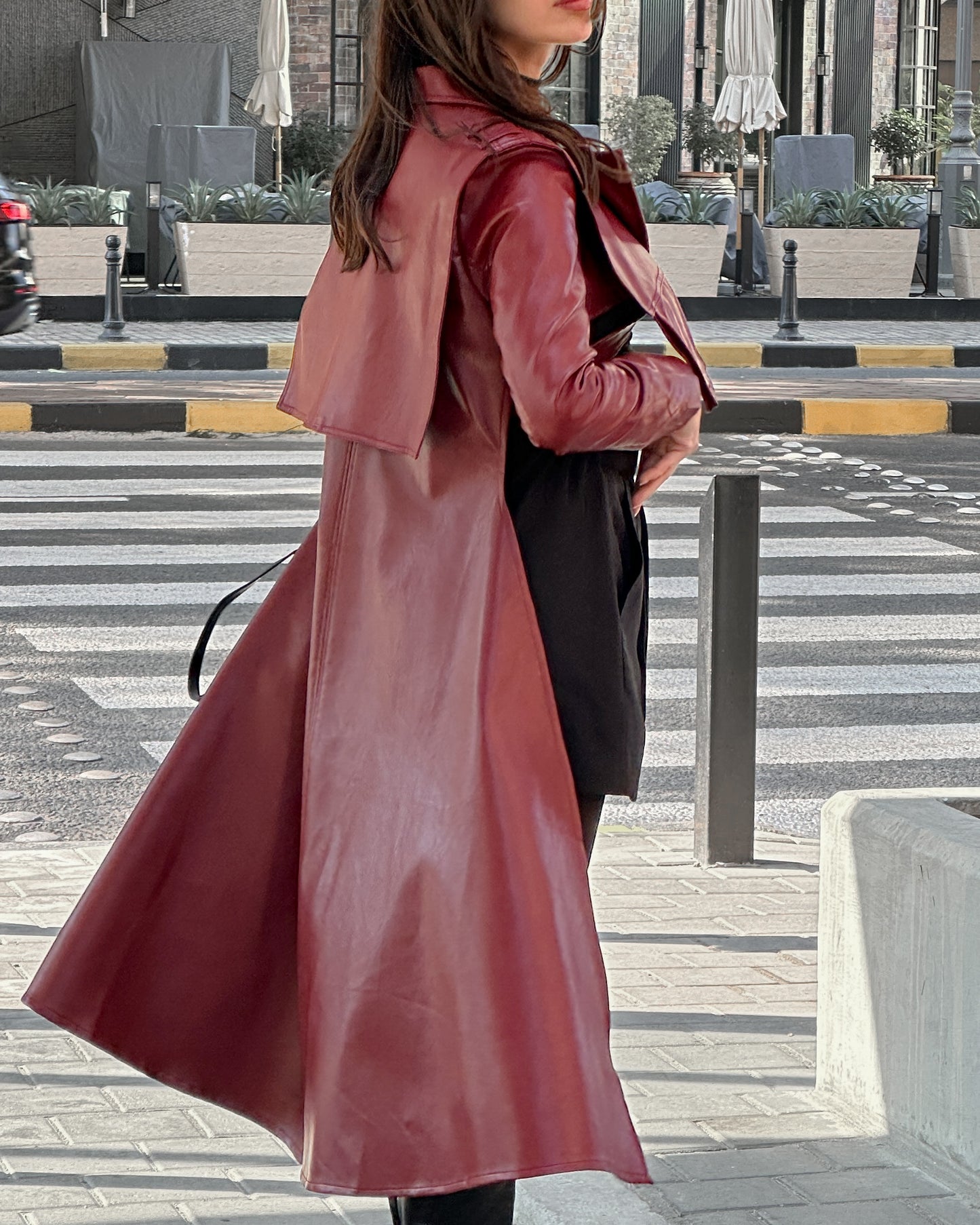 Military maroon trench coat