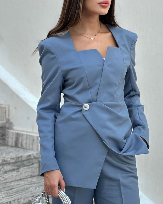 Serene Sky Asymmetrical Grace Blazer