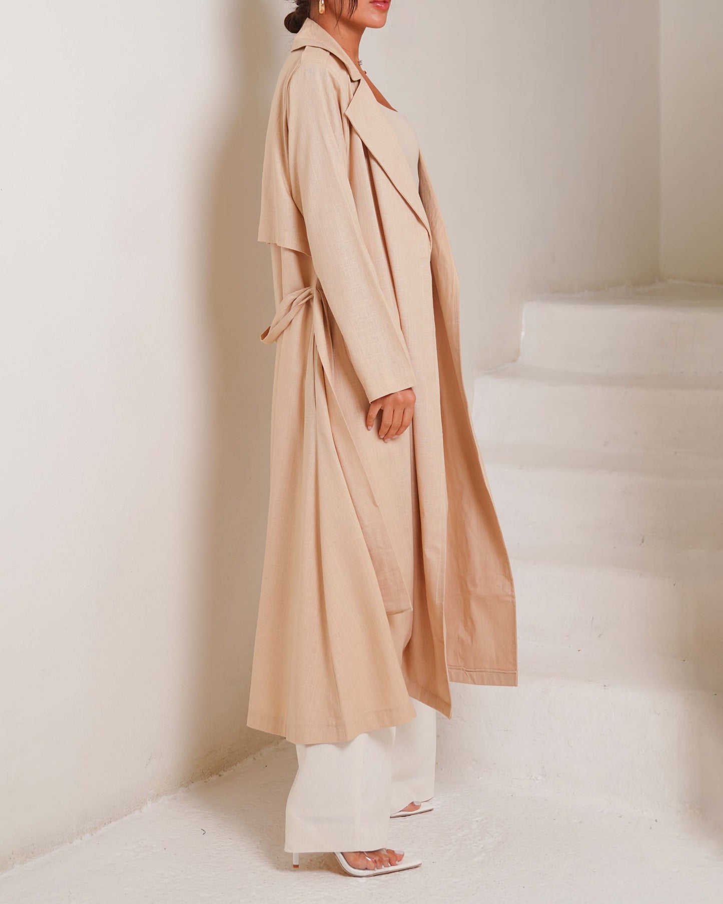 Regency Beige Linen Wrap Trench