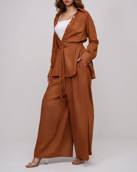 Caramel Café Linen Glide Trousers